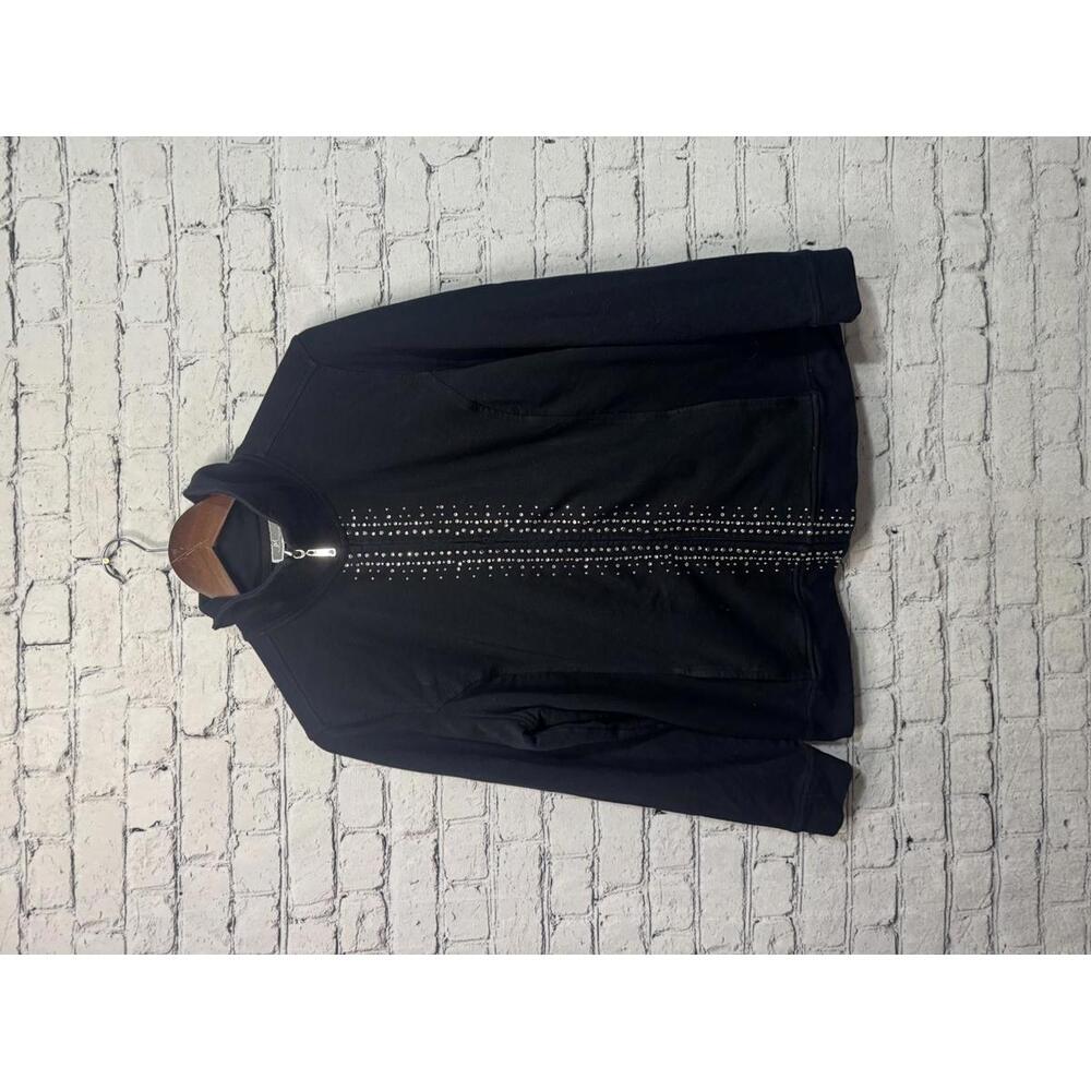 JM Collection Petite Black Zip-Up‎ Jacket with Studded Detail